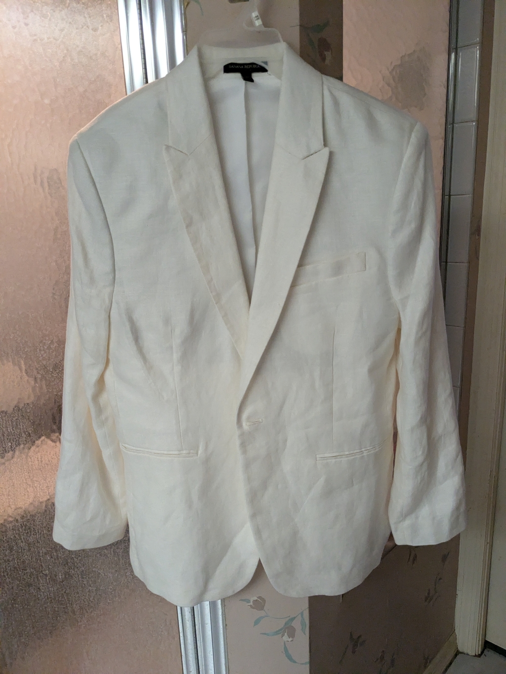 Banana Republic White Single-Button Linen Blazer Mens 42R EUC